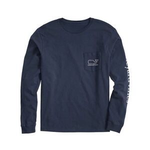 Vineyard Vines Men's XS Navy Blue Long Sleeve Cotton Vintage Whale Pocket Tee